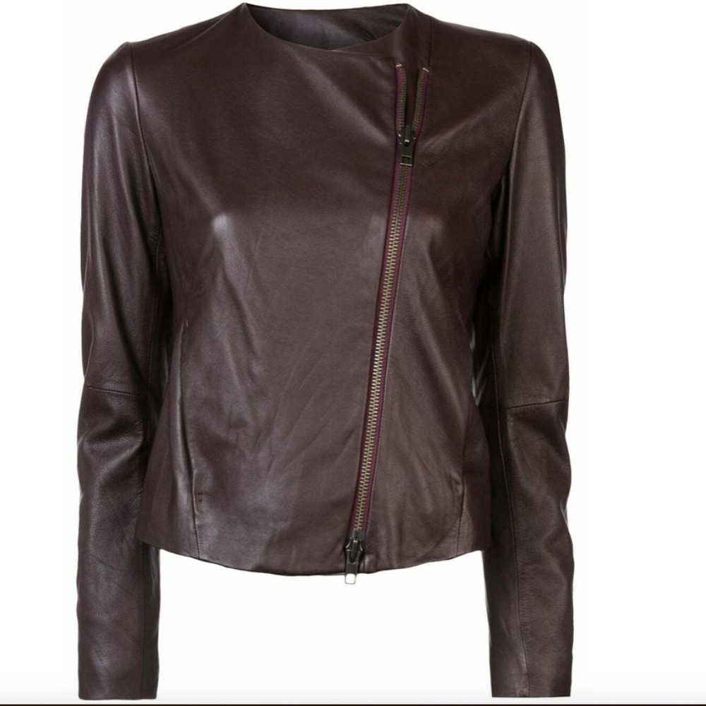 VINCE. Cross Front Leather Jacket